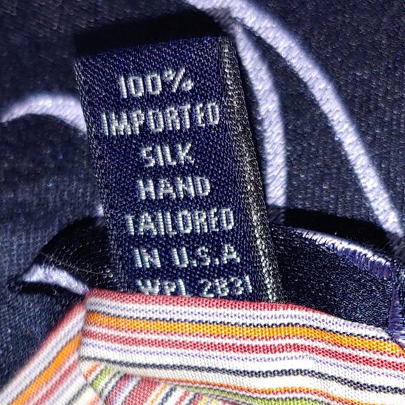 Ted Baker London 100% Imported Silk Abstract Print Tie Dark Blue Silver Paisley - Picture 4 of 5